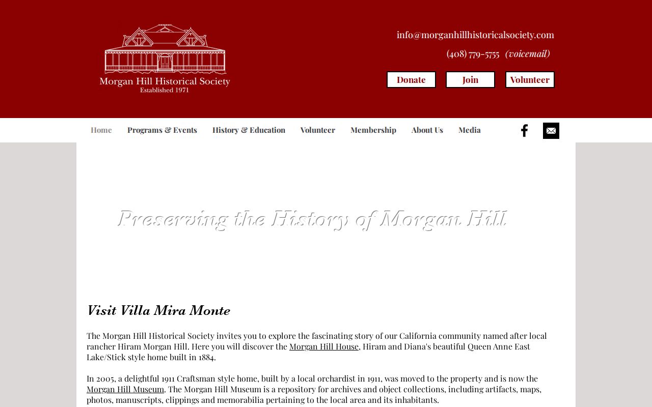 Morgan Hill city directory view of Villa Mira Monte historical resources