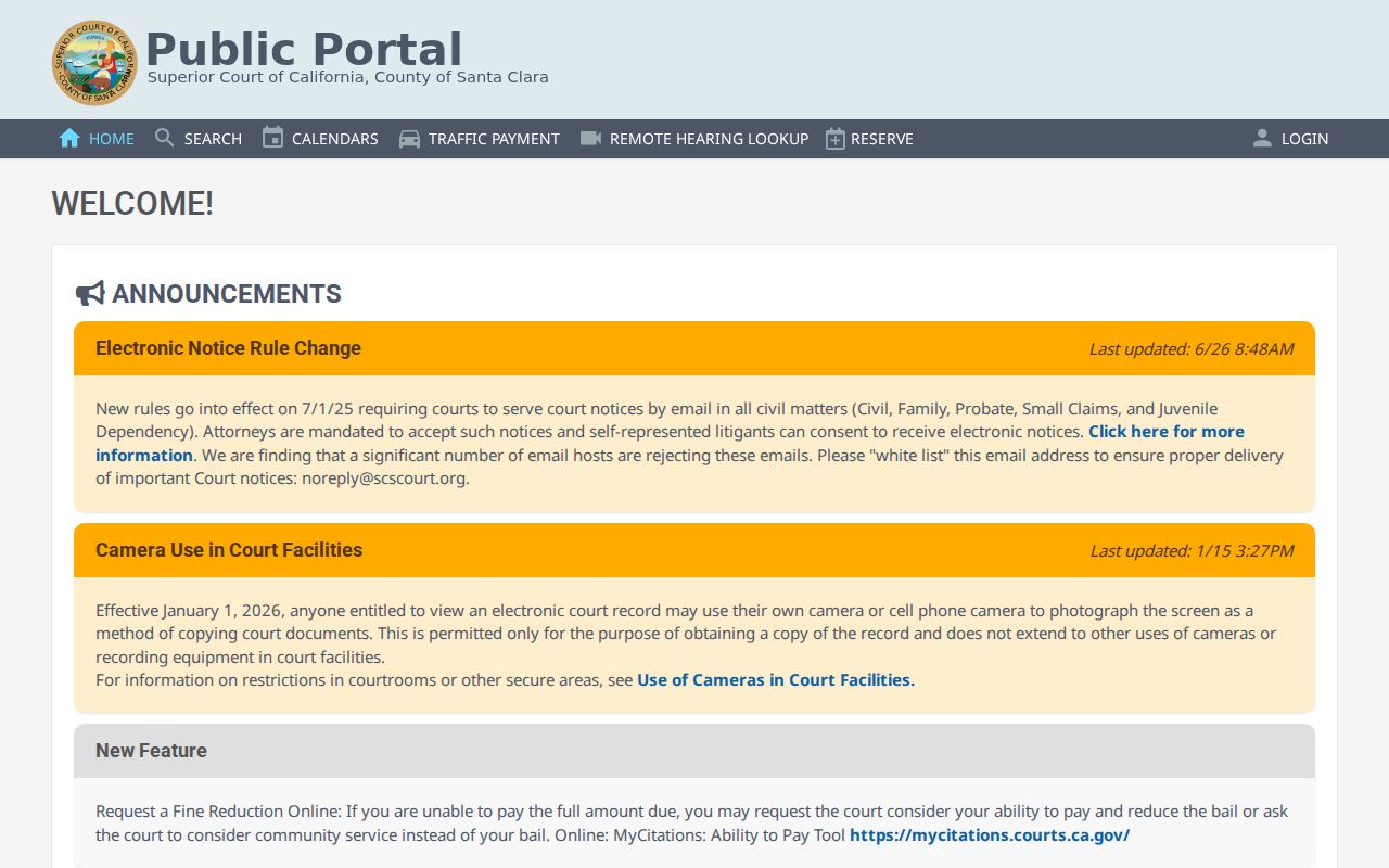 Morgan Hill residents directory view of the Santa Clara Superior Court case search